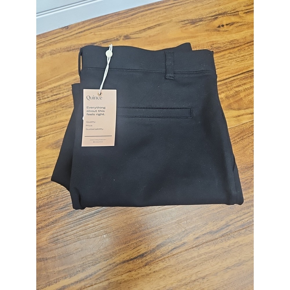 NWT Quince Black Ultra Stretch Straight Leg Pants Size Large Regular Dress